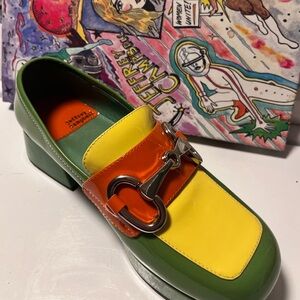 Jeffrey Campbell Green Yellow Orange Loafers